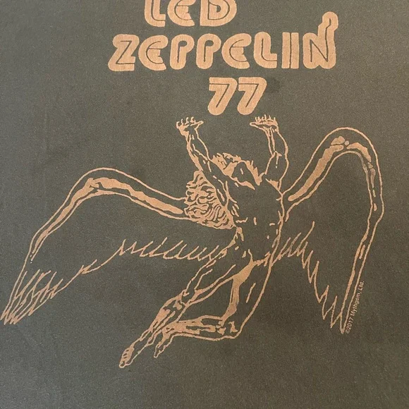 Official Led Zeppelin ‘77 T Shirt 2017 Release American Eagle Gray L/XL Lt Stain - Picture 2 of 6